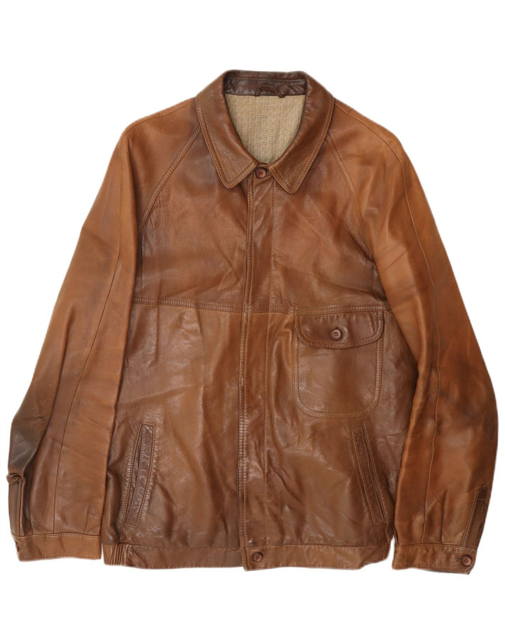 Ανδρικό δερμάτινο μπουφάν Christ UK 36 Small Brown
