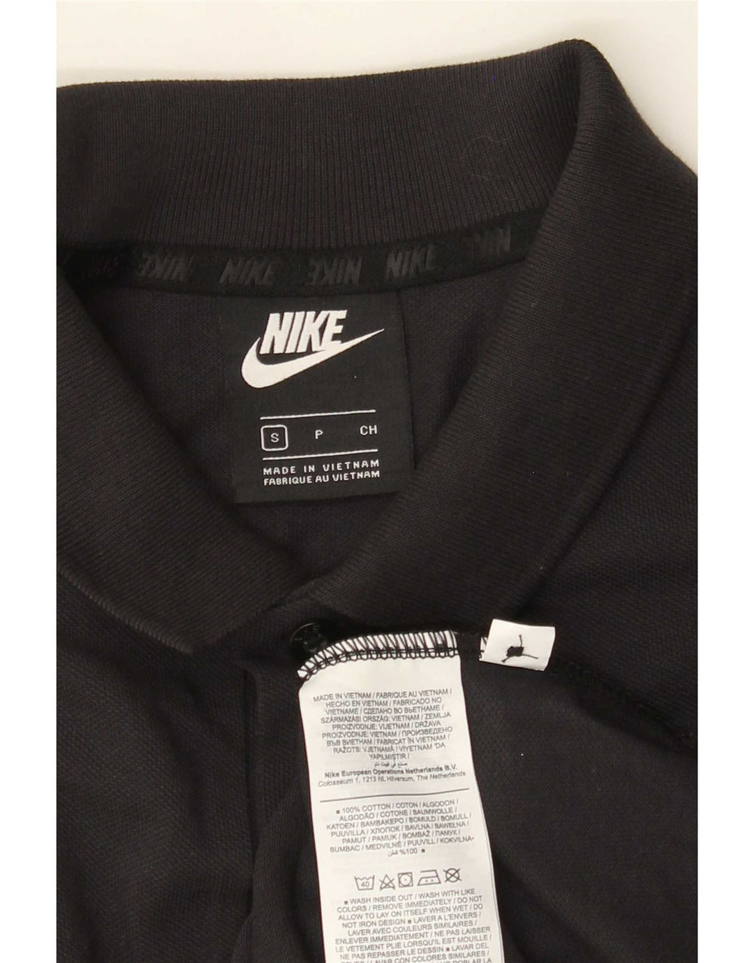 Ανδρικό μπλουζάκι πόλο Nike, μικρό μαύρο βαμβακερό