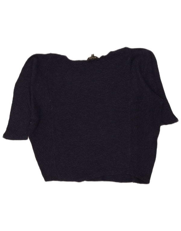 Massimo Dutti Γυναικείο 3/4 μανίκι πουλόβερ με λαιμόκοψη UK 6 XS Navy Blue