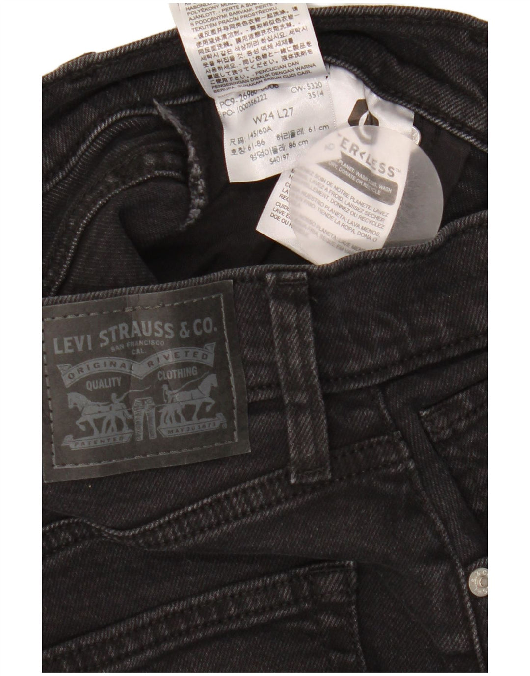 Γυναικείο τζιν Levi's Tapered W24 L27 μαύρο βαμβακερό