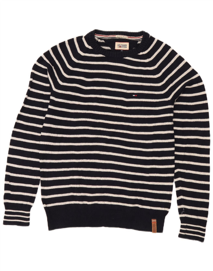 Ανδρικό πουλόβερ με λαιμόκοψη Tommy Hilfiger μεσαίο μπλε ριγέ