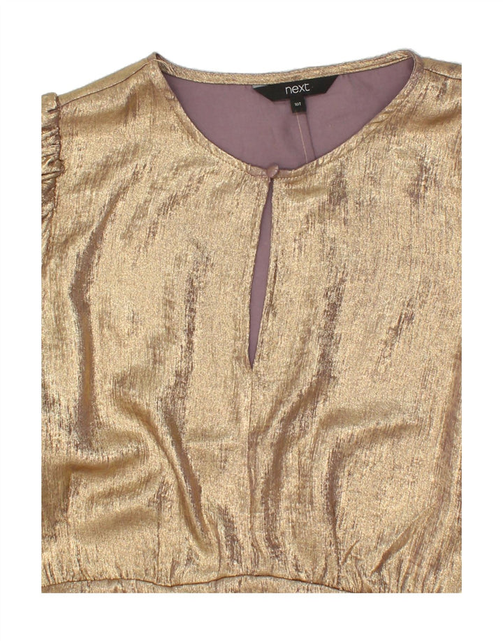 NEXT Womens Long Sleeve A-Line Dress UK 10 Small Gold Vintage Next and Second-Hand Next from Messina Hembry 