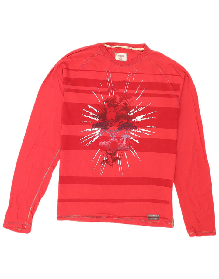 Jack & Jones Ανδρικό γραφικό τοπ μακρυμάνικο μεγάλο κόκκινο βαμβακερό