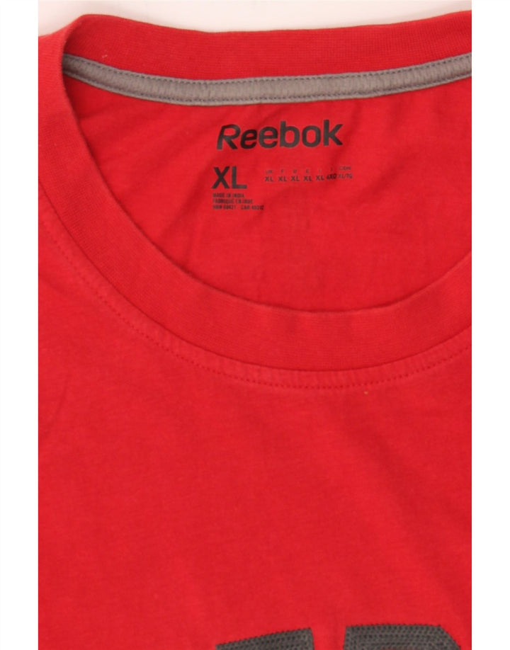 REEBOK Mens Graphic T-Shirt Top XL Red Cotton Vintage Reebok and Second-Hand Reebok from Messina Hembry 