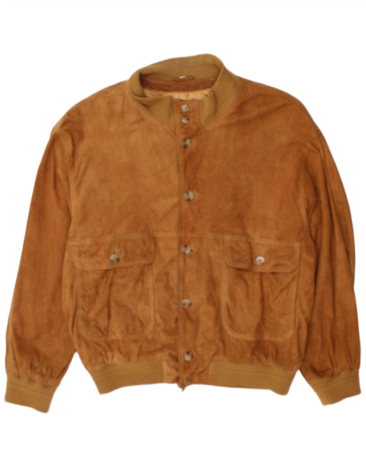Vintage Ανδρικό Suede Bomber Jacket UK 42 XL Brown