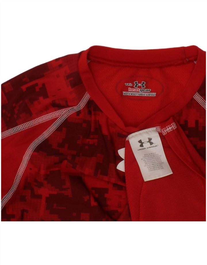 UNDER Armour Boys Heat Gear Graphic Top Μακρύ μανίκι 13-14 ετών XL Κόκκινο