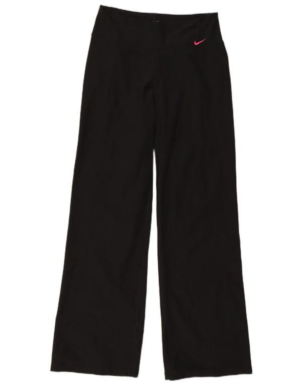 Nike Womens Dri Fit Tracksuit Trousers UK 10 Small Black Colourblock