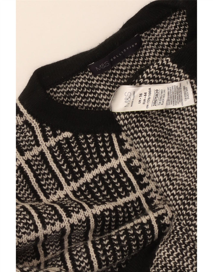 MARKS & SPENCER Γυναικείο πουλόβερ με λαιμόκοψη UK 16 Large Black Check
