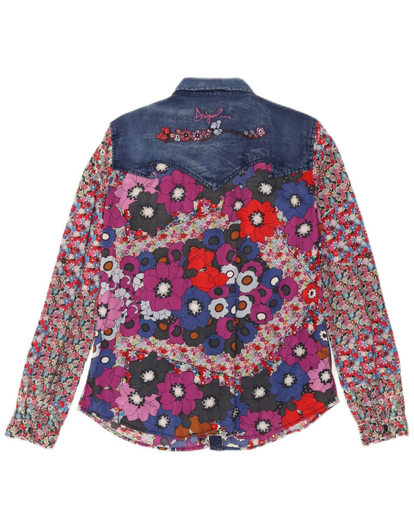 Desigual Γυναικείο μακρυμάνικο πουκάμισο UK 16 Μεγάλο πολύχρωμο Floral Bohemian