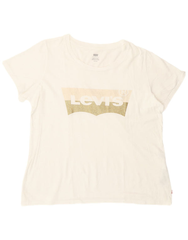 Γυναικείο γραφικό T-Shirt Levi's Top UK 18 XL Λευκό βαμβακερό