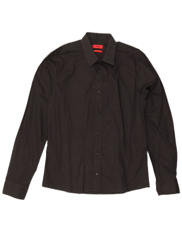 Hugo Boss Mens Slim Fit Shirt Medium Black Cotton