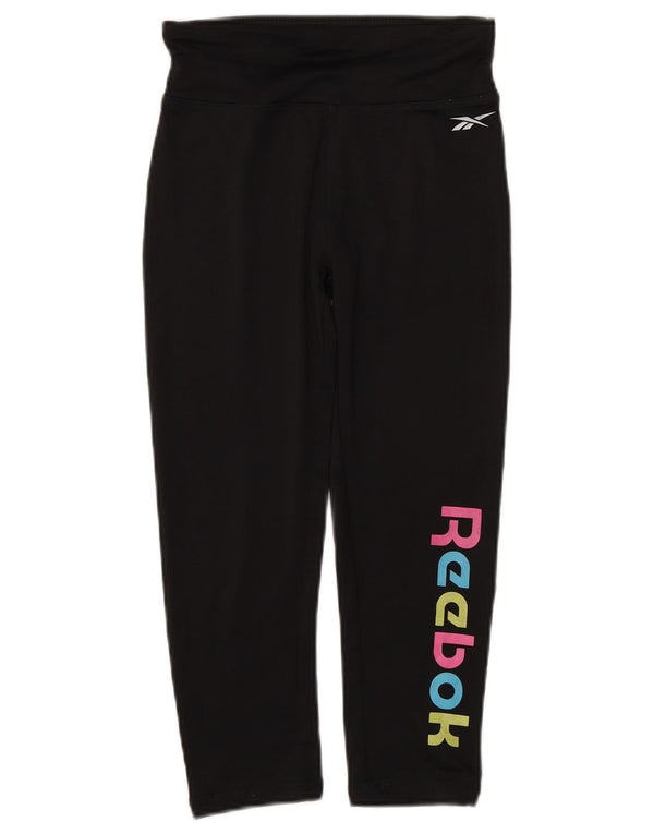 Reebok Girls Capri Graphic κολάν 10-11 ετών μαύρο πολυεστέρα