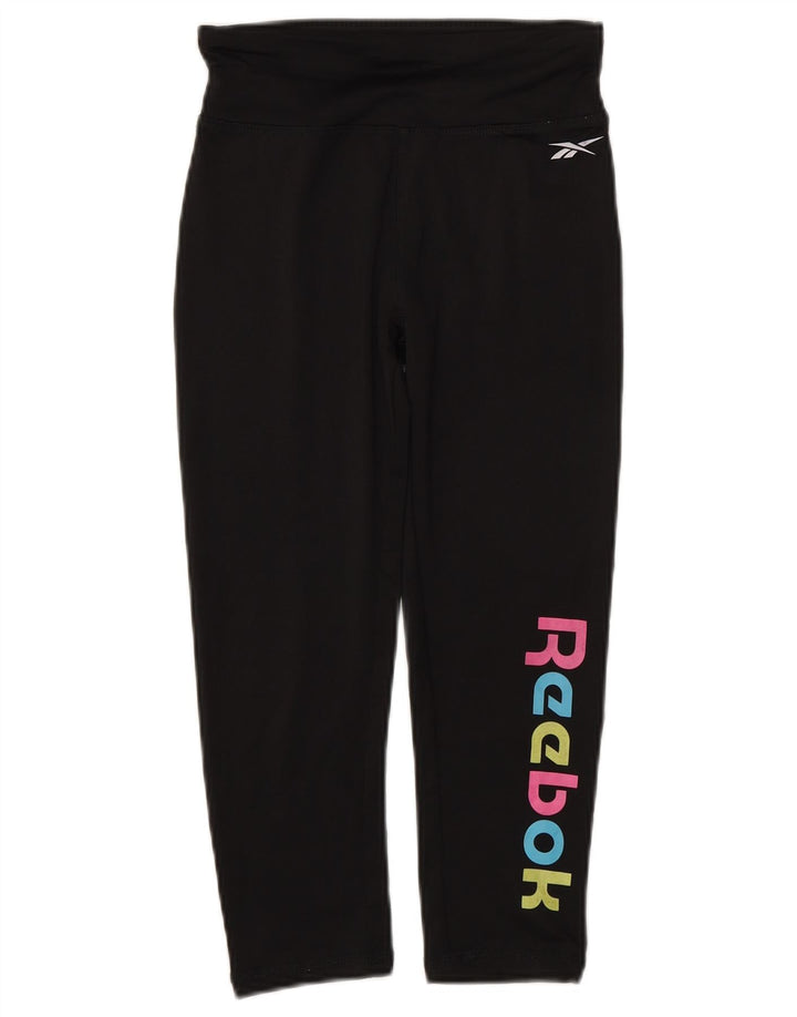 Reebok Girls Capri Graphic κολάν 10-11 ετών μαύρο πολυεστέρα