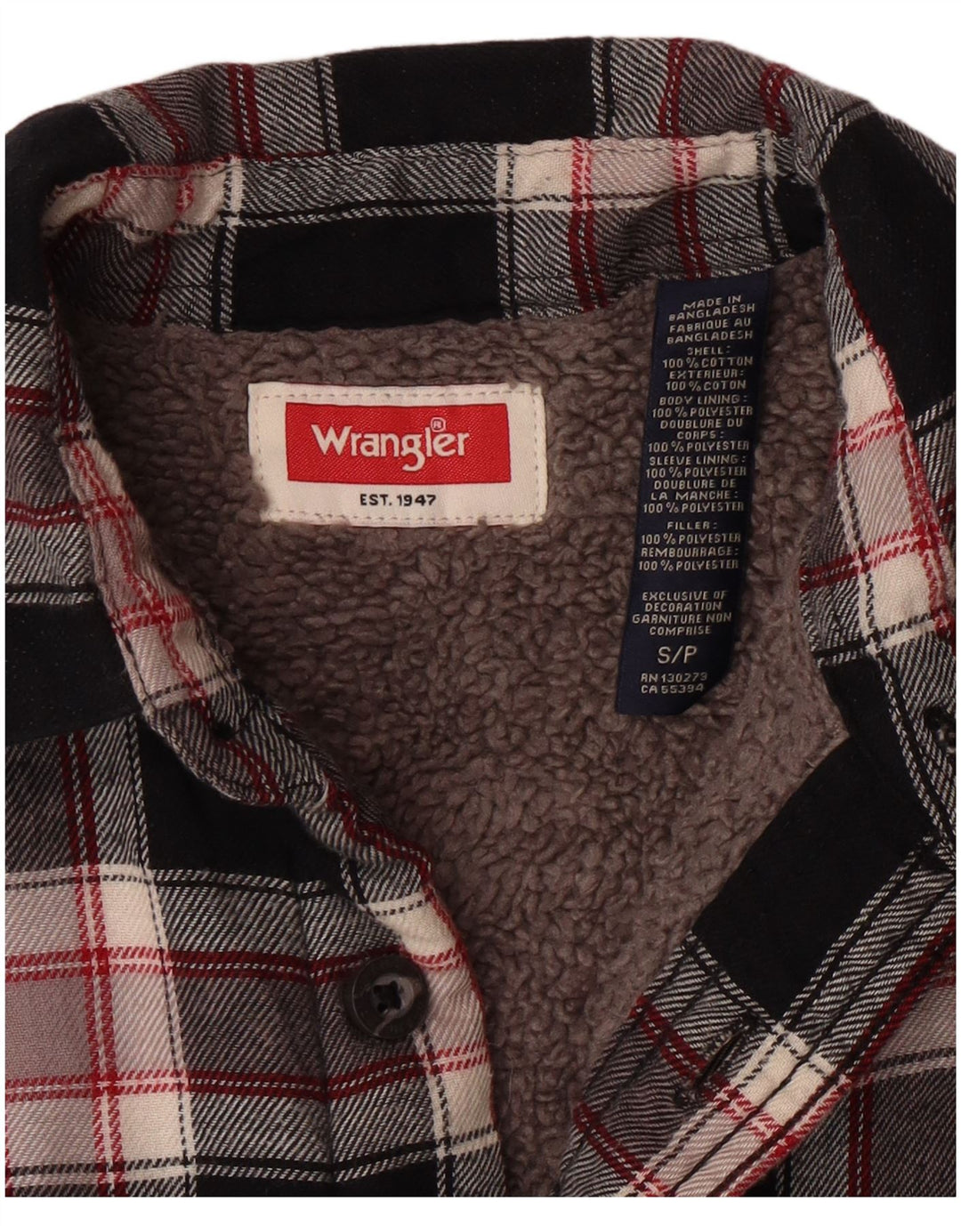 WRANGLER Mens Lumberjack Flannel Shirt Small Black Check Cotton