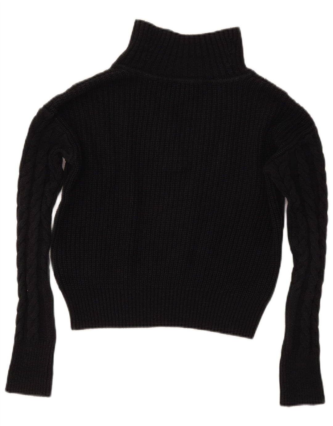 Γυναικείο πουλόβερ DKNY Crop Μπλουζάκι Polo Neck Jumper UK 2 2XS μαύρο βαμβακερό