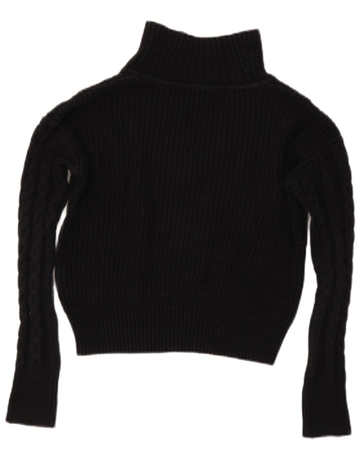 Γυναικείο πουλόβερ DKNY Crop Μπλουζάκι Polo Neck Jumper UK 2 2XS μαύρο βαμβακερό