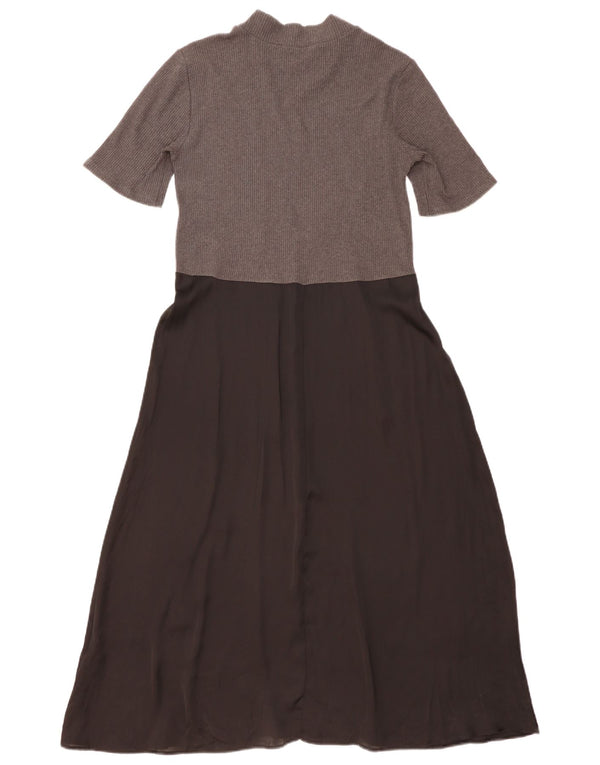 Zara Γυναικείο Maxi Φόρεμα UK 14 Large Grey Colourblock Βαμβακερό