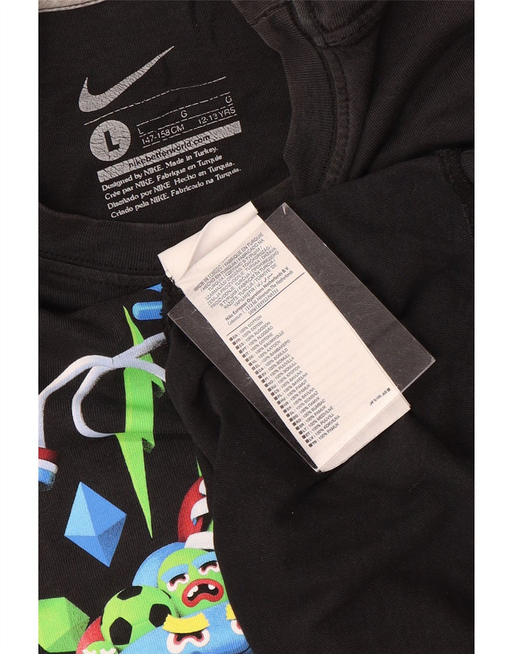 Μπλουζάκι Nike Boys Graphic T-shirt 12-13 ετών, μεγάλο μαύρο βαμβακερό