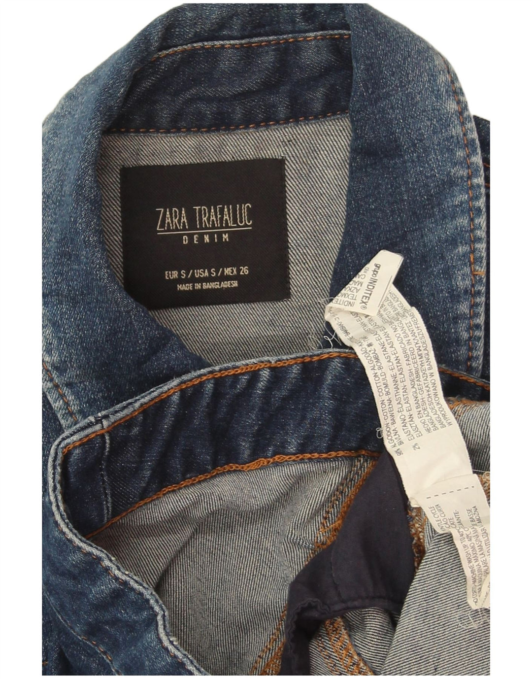 Zara Γυναικείο Τζιν Μπουφάν UK 10 Small Blue Cotton