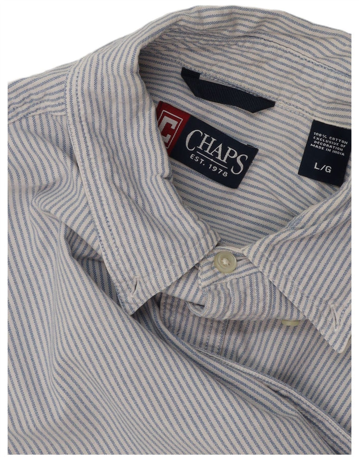 CHAPS Mens Shirt Large Blue Pinstripe Cotton