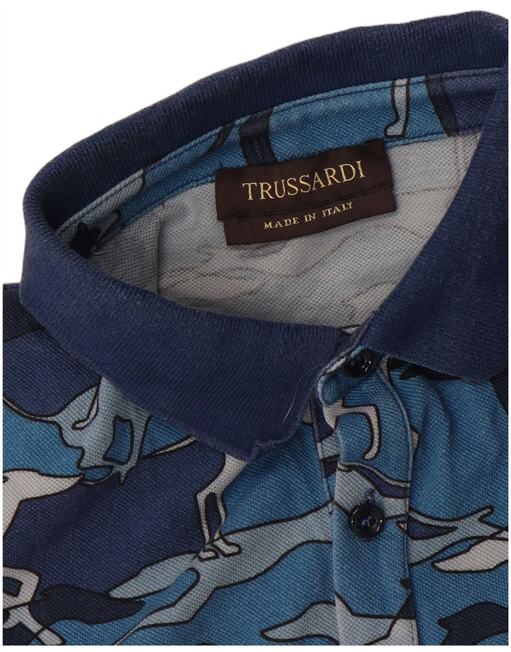 TRUSSARDI Ανδρικό πουκάμισο πόλο με μεσαίο μπλε Animal print
