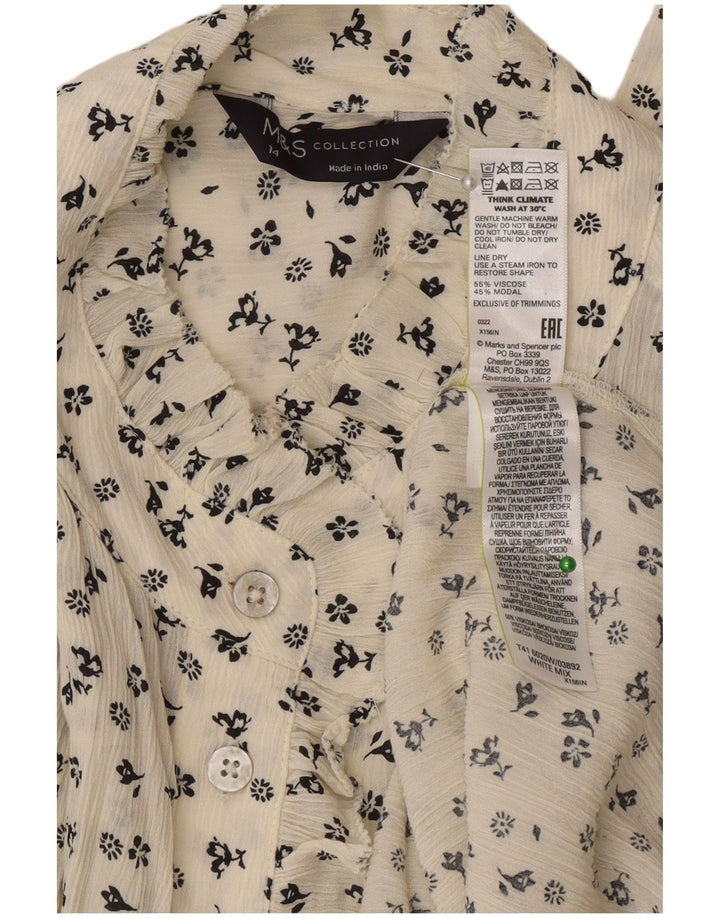 Marks & Spencer Γυναικείο πουκάμισο Oversized Μπλούζα UK 14 Large Off White Floral