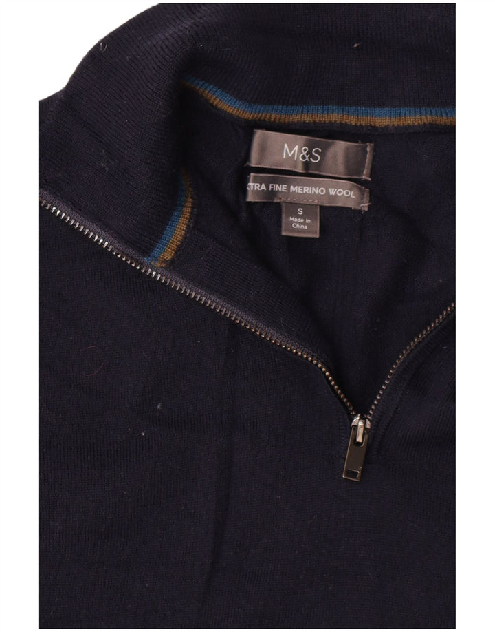 Marks & Spencer Ανδρικό πουλόβερ με φερμουάρ Μικρό Μαλλί Merino Μαλλί