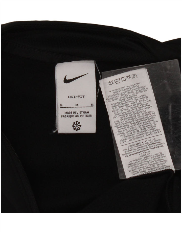 NIKE Womens Dri Fit Pullover Tracksuit Top UK 14 Medium Black Colourblock