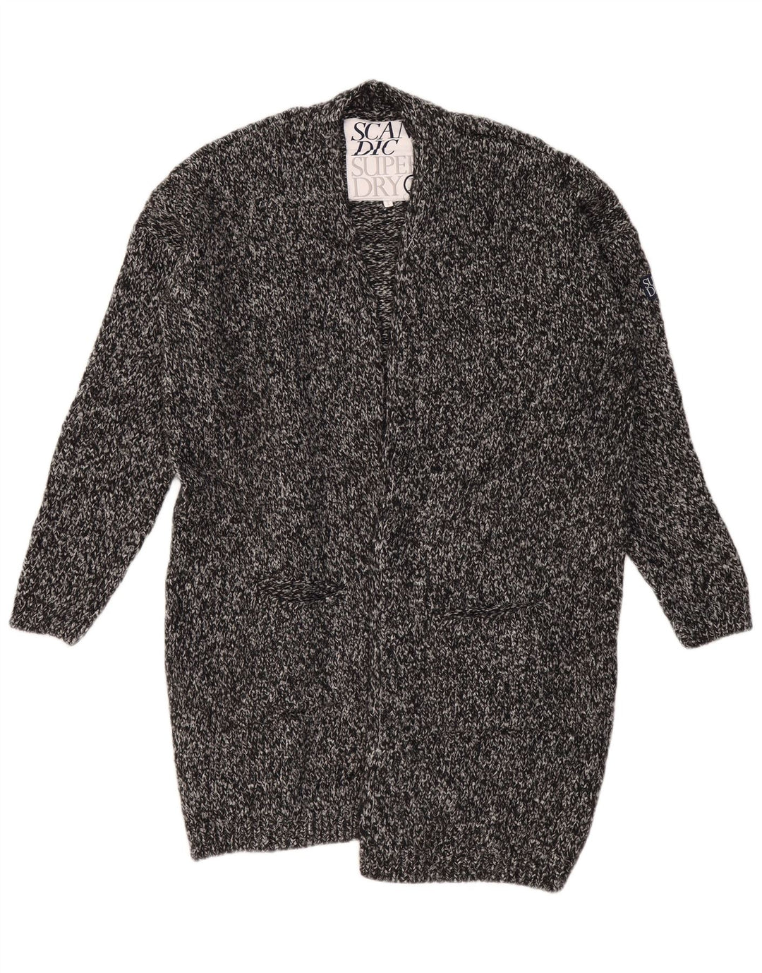 SUPERDRY Γυναικείο πουλόβερ Longline Ζακέτα UK 18 XL με γκρι φλιτζάνια