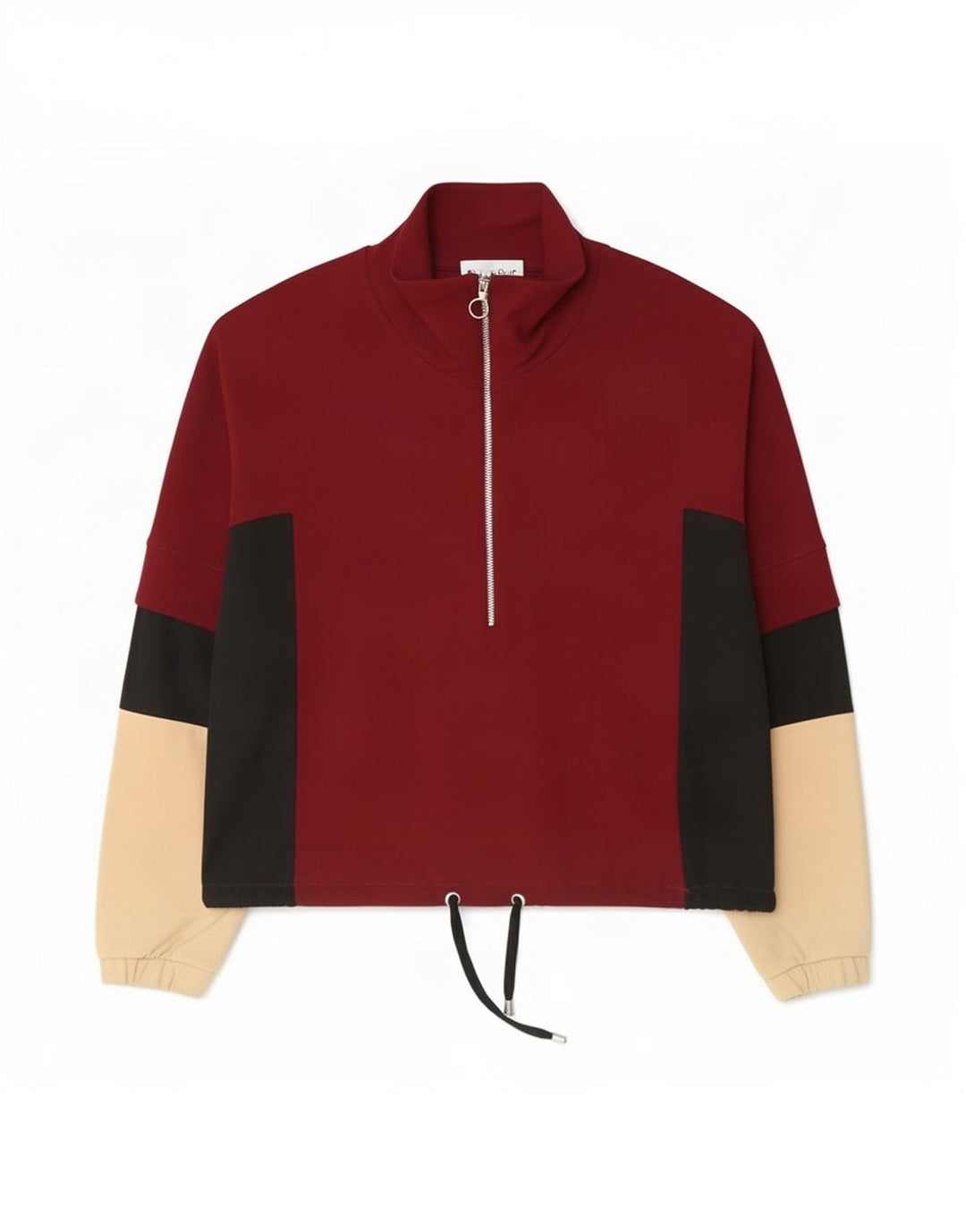 Zara Γυναικεία φόρμα πουλόβερ με φερμουάρ Top UK 14 Medium Burgundy