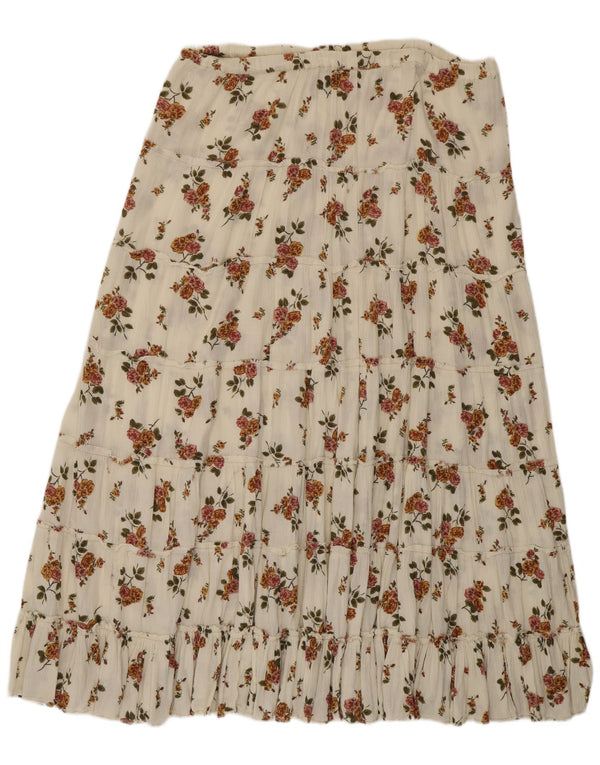Vintage γυναικεία ψηλόμεση φούστα W36 XL Λευκή Floral