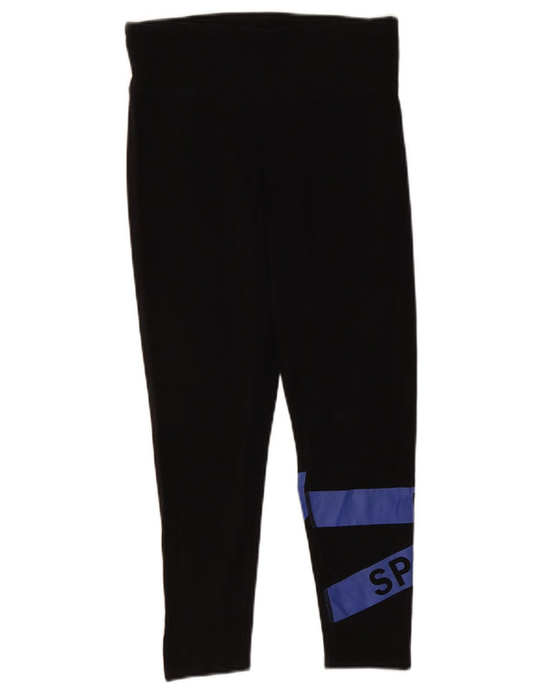 Γυναικεία γραφικά Crop κολάν Dkny UK 12 μεσαίου μαύρου χρώματος βαμβακερά