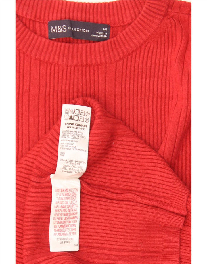 Marks & Spencer Γυναικείο πουλόβερ με λαιμόκοψη UK 14 Μεσαίο κόκκινο βισκόζη