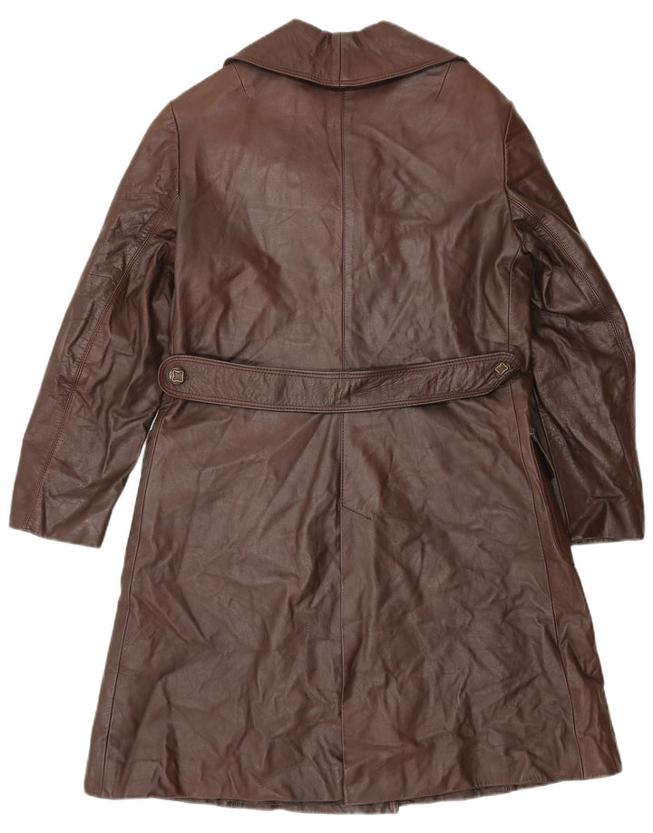 Vintage Γυναικείο Δερμάτινο Παλτό UK 14 Μεσαίο Καφέ