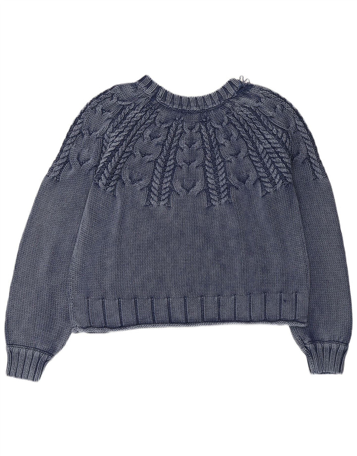 WHITE STUFF Γυναικείο Crop Boat Neck Jumper πουλόβερ UK 16 Large Navy Blue