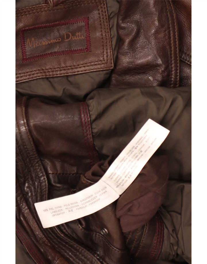 Massimo Dutti Ανδρικό Δερμάτινο Βοηθητικό Μπουφάν UK 44 2XL Καφέ