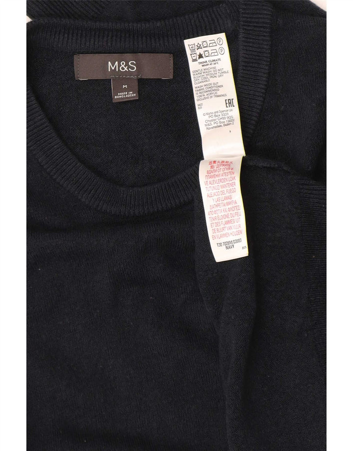 Marks & Spencer Ανδρικό πουλόβερ με λαιμόκοψη μεσαίου μπλε ακρυλικό