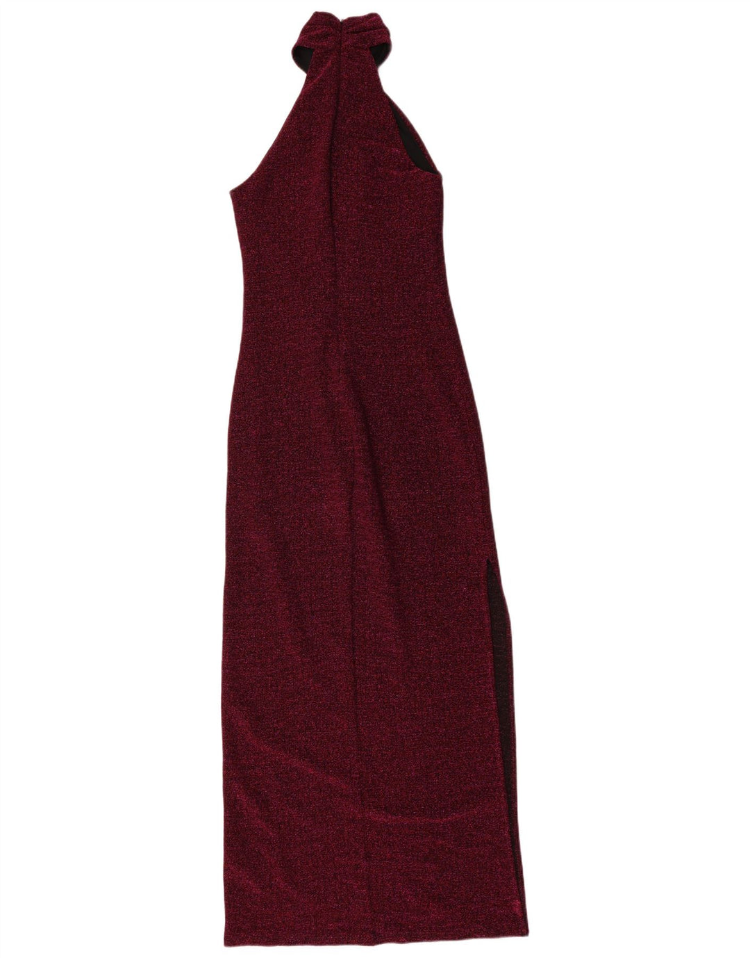 Vintage γυναικείο Maxi Halter Φόρεμα UK 8 Small Maroon Flecked Polyester