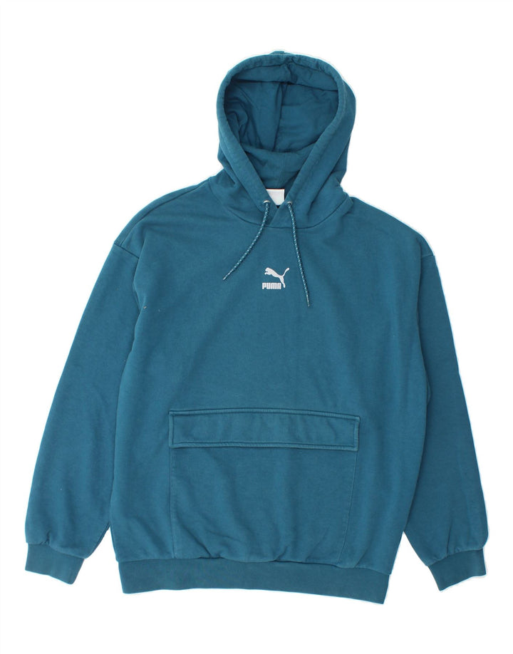 PUMA Mens Hoodie Jumper Medium Blue Cotton Vintage Puma and Second-Hand Puma from Messina Hembry 