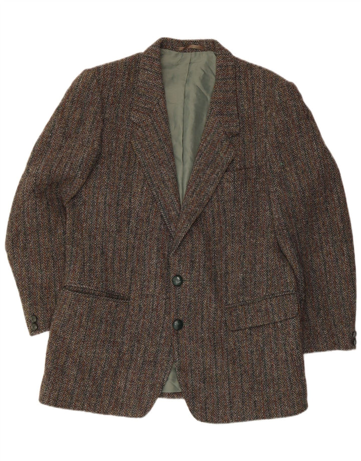 Ανδρικό μπουφάν Harris Tweed με 2 κουμπιά σακάκι UK 36 Μικρό γκρι μαλλί ψαροκόκαλο