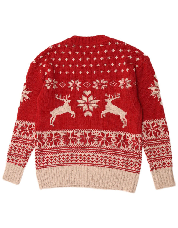 Fat Face Γυναικείο πουλόβερ με λαιμόκοψη UK 10 Small Red Christmas