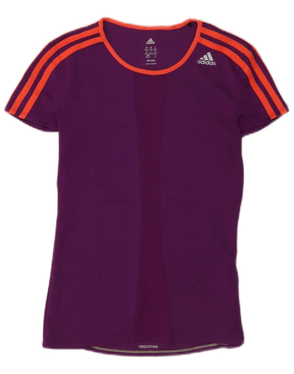 Adidas Γυναικείο T-Shirt Top UK 4/6 XS Purple Polyester Sports