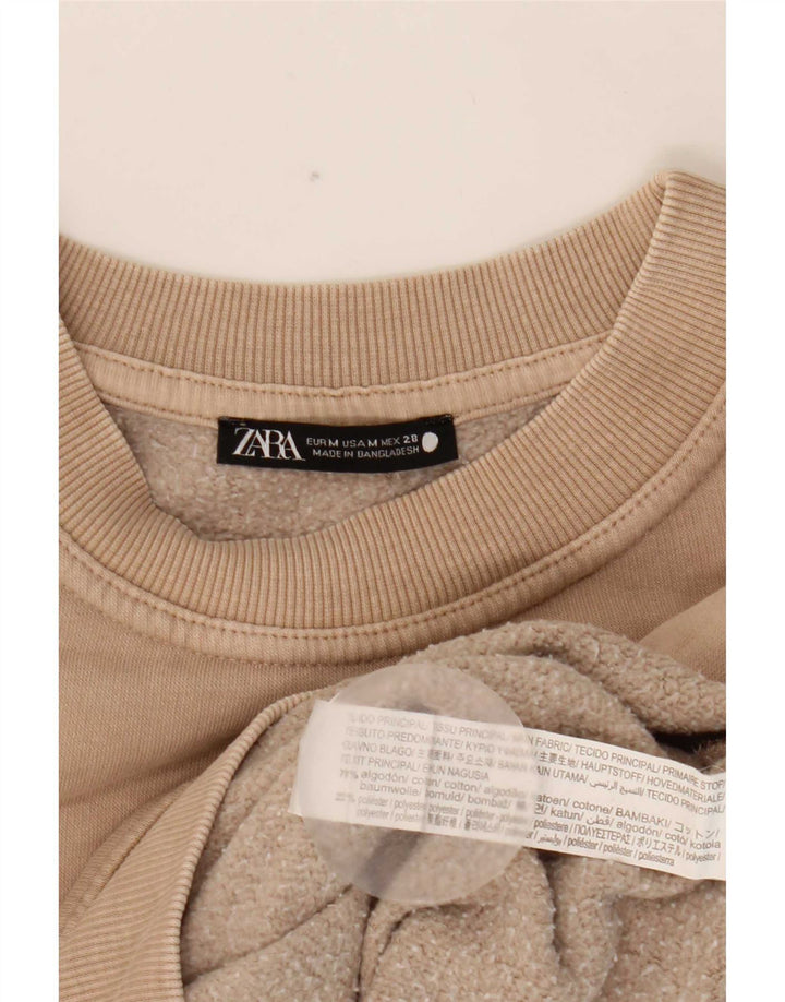 Zara Γυναικεία φούτερ Oversized Jumper UK 14 Medium Beige Βαμβακερό