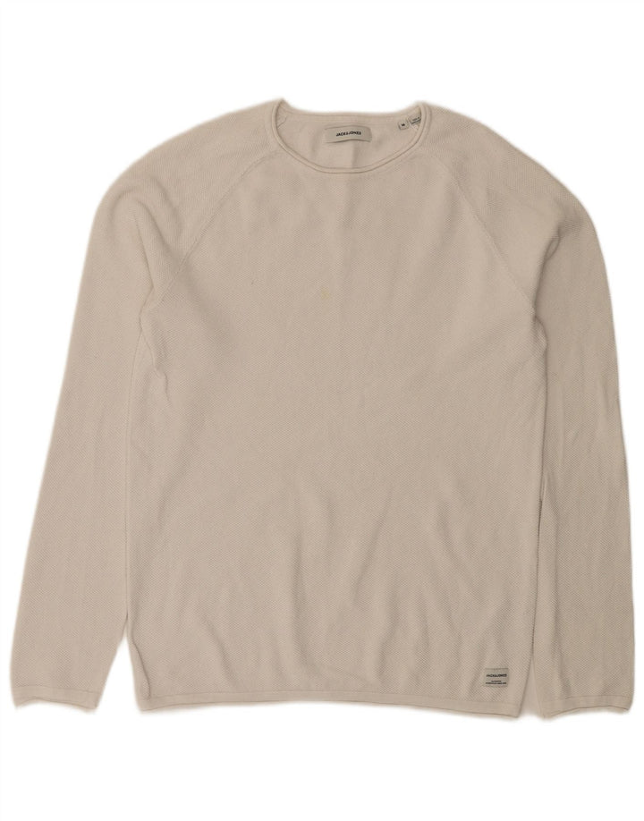 Jack & Jones Ανδρικό πουλόβερ με λαιμόκαυστο, μεσαίο λευκό βαμβακερό