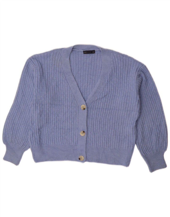 Marks & Spencer Γυναικείο Crop Oversized Ζακέτα πουλόβερ UK 14 Medium Blue