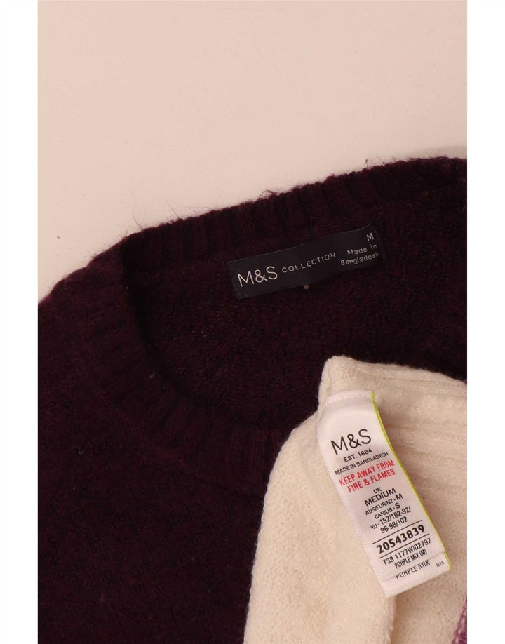 Marks & Spencer Γυναικείο πουλόβερ με λαιμόκοψη UK 14 Medium Purple ριγέ