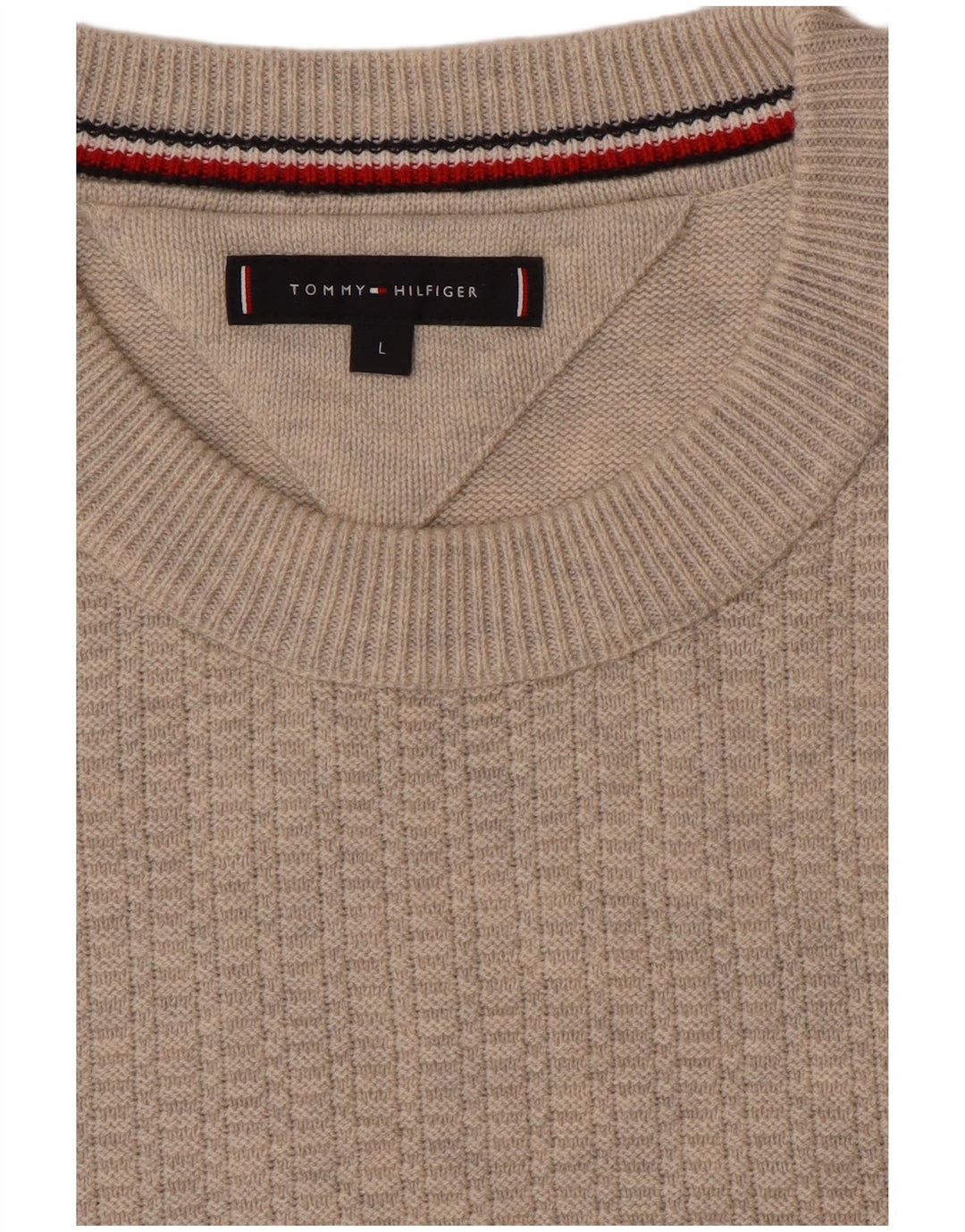 Ανδρικό πουλόβερ Tommy Hilfiger Crew Neck Jumper Μεγάλο Μπεζ
