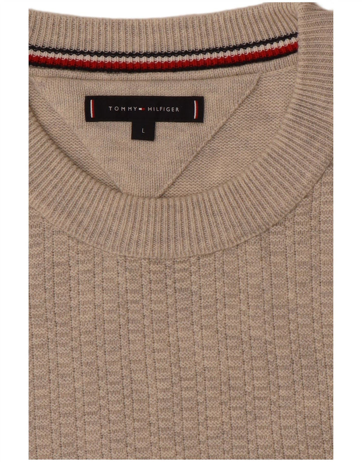 Ανδρικό πουλόβερ Tommy Hilfiger Crew Neck Jumper Μεγάλο Μπεζ
