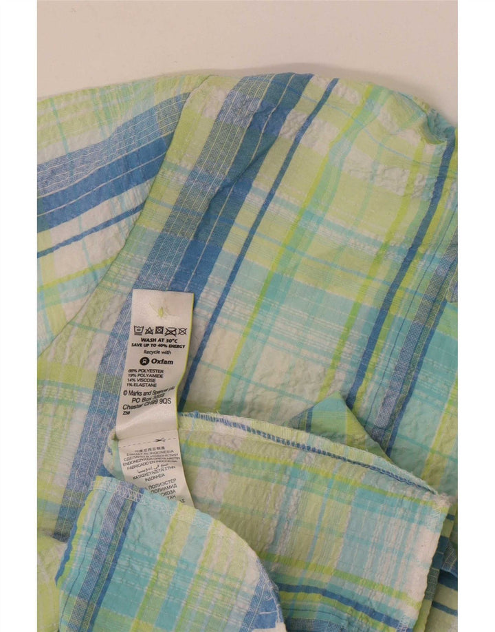 Marks & Spencer Γυναικείο κοντομάνικο πουκάμισο UK 22 3XL Green Check Polyester