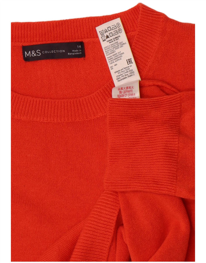 Marks & Spencer Γυναικείο πουλόβερ με λαιμόκοψη UK 14 μεσαίου πορτοκαλί ακρυλικό